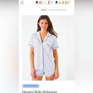 Roller Rabbit Blue Heart Print Pajama Set